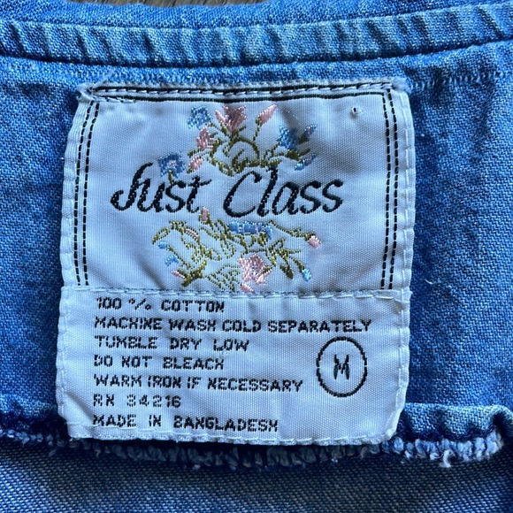 🌸 Vintage Just Class Embroidered Denim Sleeveless Top - Picture 4 of 4
